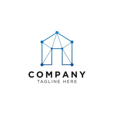 Bağlantı noktası sanat logosu tasarımına sahip ev teknolojisi