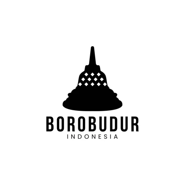 Borobudur Taş Tapınağı Stupa Endonezya Mirası Siluet Logo Tasarımı — Stok Vektör