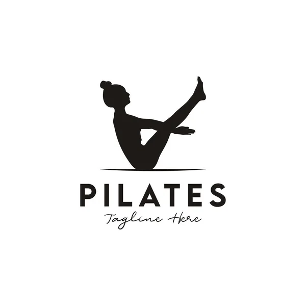 Sentado Pose Pilates Mujer Silueta Chica Con Belleza Cuerpo Pelo — Archivo Imágenes Vectoriales