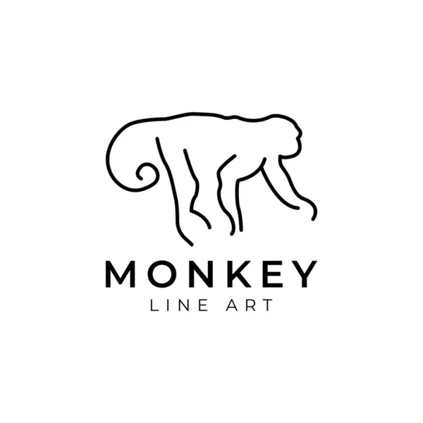Векторный Дизайн Логотипа Monkey Line Art — стоковый вектор
