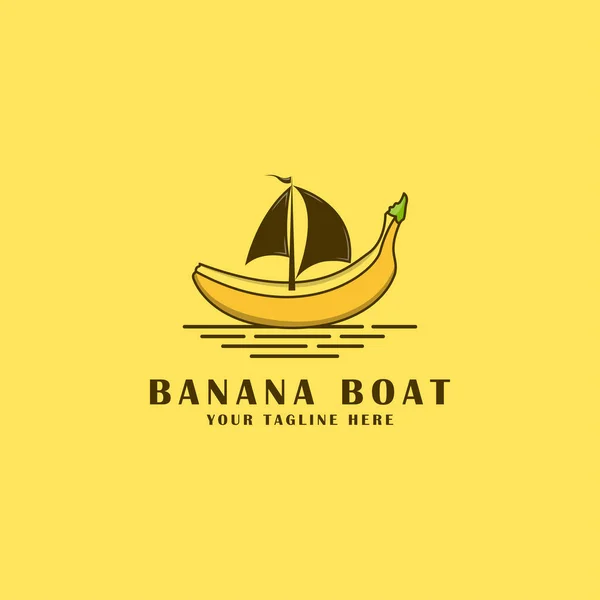 香蕉船标图标设计模板矢量插图 — 图库矢量图片