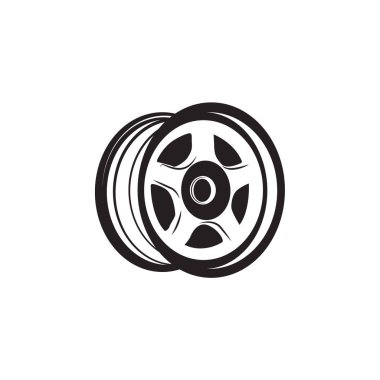 Araba Servisi unsuru. Beyaz arka plan üzerinde izole tekerlek. Araba Servisi tasarım logo ve amblemler için sembolü. Vektör çizim