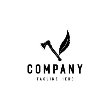 Tüylü balta ikon vektör logo tasarım şablonu