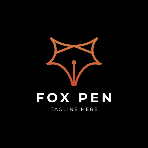 Illustration Vector Logo Template Fox Pen — Stockový vektor