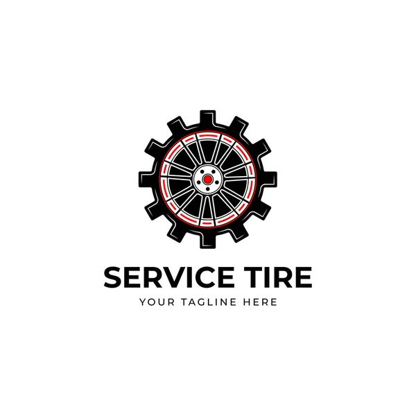 Autoreifen Felge Mit Getriebeservice Logo Design Vektor — Stockvektor