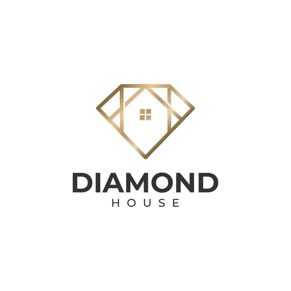 Diamant Und Haus Logo Design Vorlage — Stockvektor