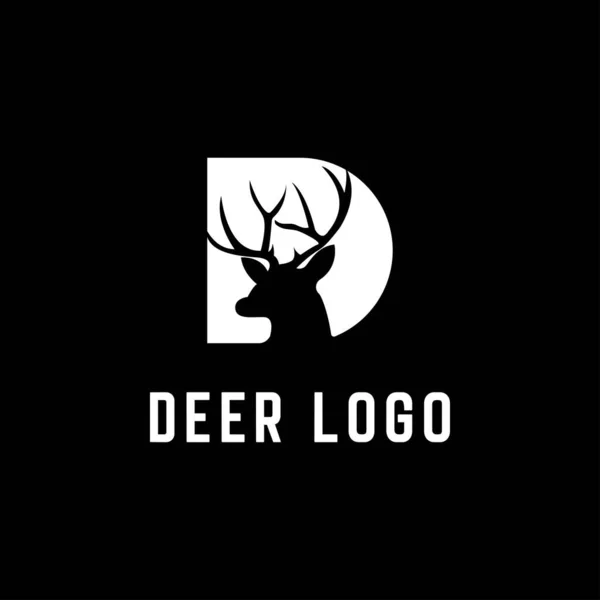 İlk harf D geyik logosu tasarımı şablonu