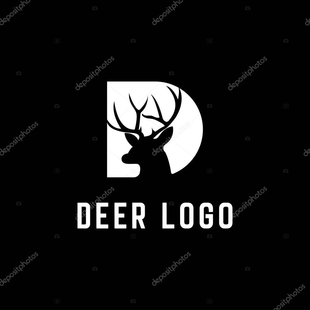Initial letter D deer logo design template