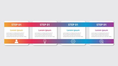 4 seçenekli sunum işi bilgi şablonu. Vektör illüstrasyonu.