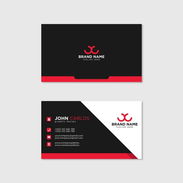 Modern Business Card Template Red Black Colors Flat Design Vector — Stock Vector