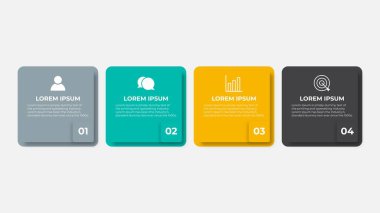 4 seçenekli sunum işi bilgi şablonu. Vektör illüstrasyonu.