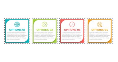 4 seçenekli sunum işi bilgi şablonu. Vektör illüstrasyonu.