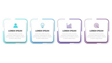 4 seçenekli sunum işi bilgi şablonu. Vektör illüstrasyonu.
