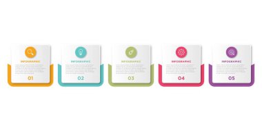 5 seçenek veya adımlı vektör bilgi tasarımı şablonu