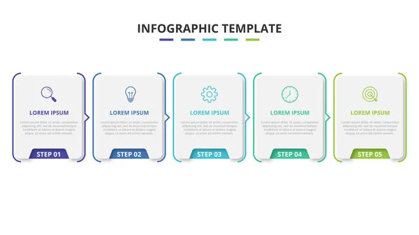 业务信息图表5步要素模板 — 图库矢量图片