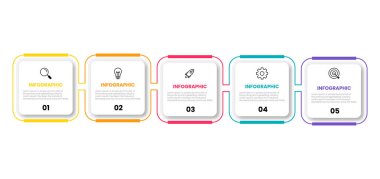 5 seçenekli sunum işi bilgi şablonu. Vektör illüstrasyonu.