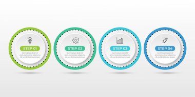 Vector Infographic label design template with icons and 4 options or steps. Can be used for process diagrams, presentations, workflow layouts, banners, flow charts, info graphs.