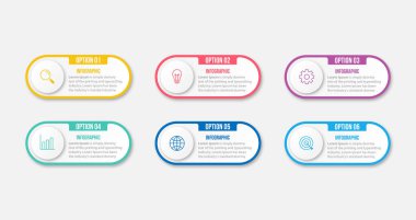 Business infographic design template with number 6 option. Vector illustration.