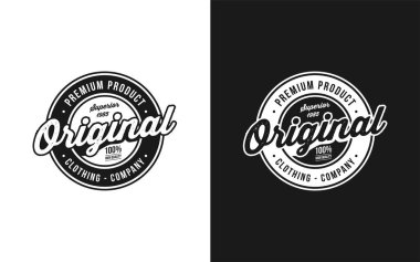 Orijinal ürün rozeti logosu. Damga etiketi dairesel tasarım şablonu