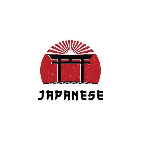 Torii Logo Japansk Kultur Symbol Vektor Illustration Design Tori Logotyp — Stock vektor