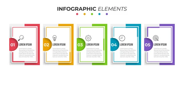 Πέντε Βήματα Σύγχρονη Επιχείρηση Infographic Πρότυπο Σχεδιασμού — Διανυσματικό Αρχείο