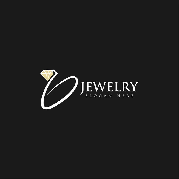 Absztrakt Gyémánt Ékszerekhez Ring Logo Design — Stock Vector