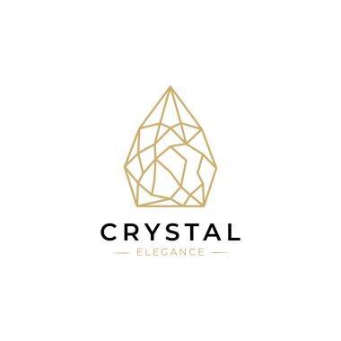 Crystal Gems Logo tasarım vektörü şablonu doğrusal stil. Mücevher Moda Lüksü Logotype konsept özet simgesi