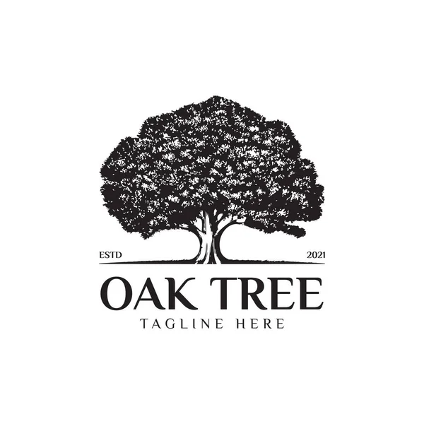 Oak Tree Logo Illustration Vector Silhouette Tree — Stock Vector