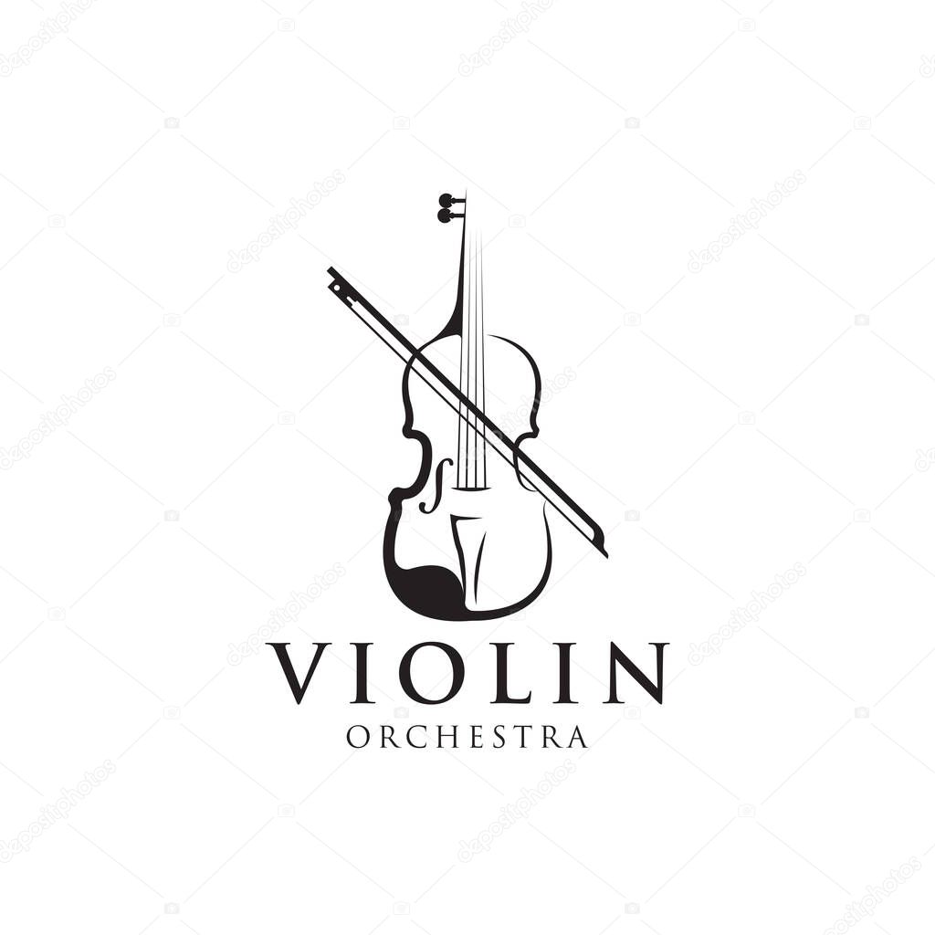 Stylized violin icon logo vector.
