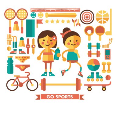Set of vector icons sport. Characters. Flat icons. clipart