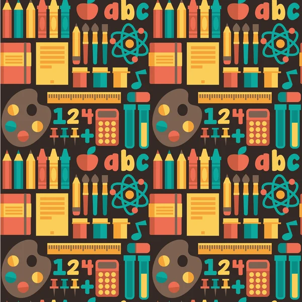 Seamless pattern on a school theme. Flat design, vector. — Stock Vector