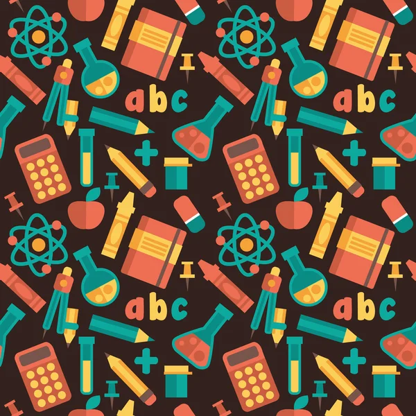 Seamless pattern on a school theme. Flat design, vector. — Stock Vector