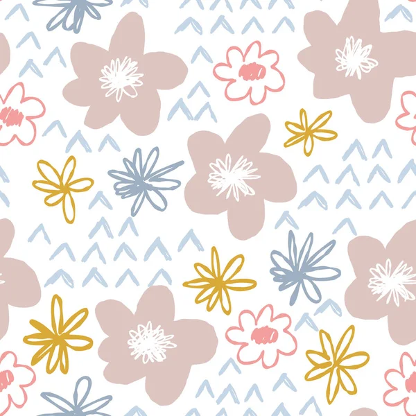 Floral Vector Seamless Pattern Abstract Elements Doodle Style Perfect Background — Stock Vector