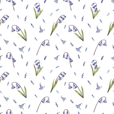Mavi çan çiçekli narin çiçek deseni. Çocuk tekstil, kumaş, kıyafet, duvar kağıdı vs. için kusursuz çiçek arkaplanı.