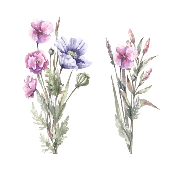 Akvarell Handritad Illustration Vackra Blommor — Stock vektor