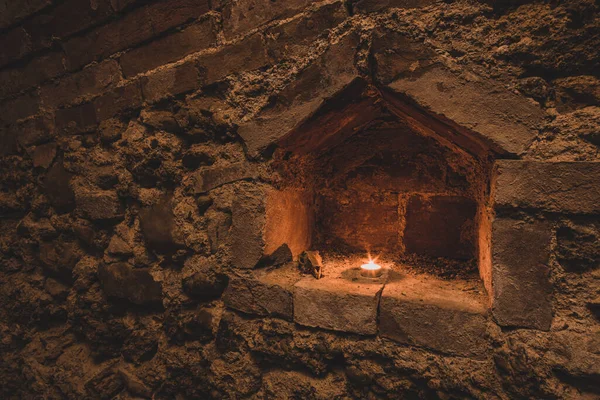 Vieil Abri Raid Aérien Abandonné Une Cave Grès Bunker Avec — Photo