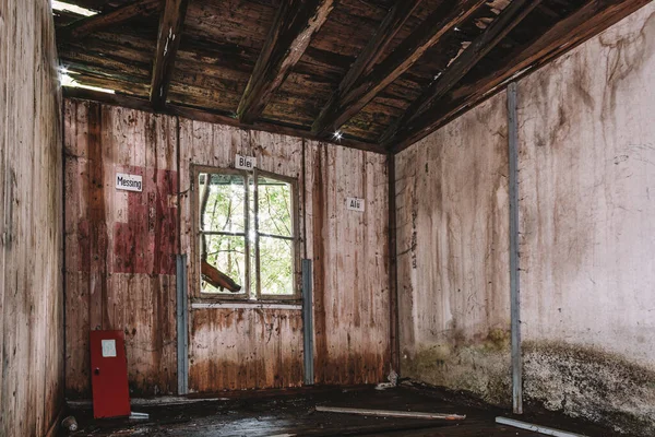 An old abandoned barracks, a dilapidated military site with many buildings and facilities that have been falling into disrepair for years