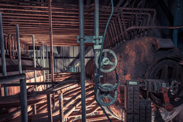 Griezelig Verlaten Industrieterrein Met Elektriciteitscentrale Een Verloren Plek Een Vervallen — Stockfoto