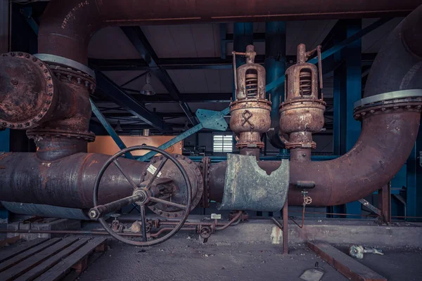 Área Industrial Abandonada Assustadora Com Usina Lugar Perdido Salão Fábrica — Fotografia de Stock