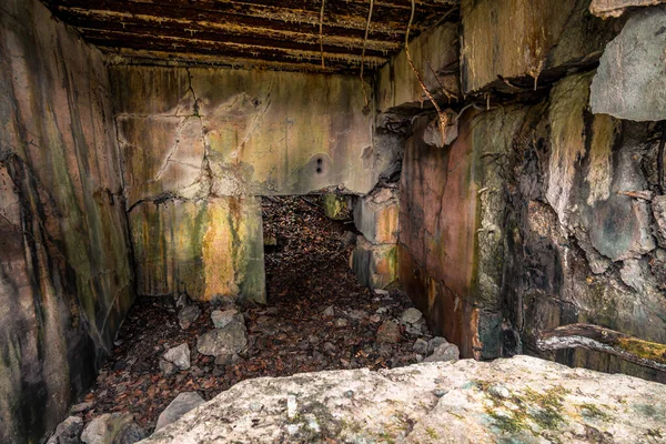 Régi Felrobbant Maradványok Néhány Siegfried Line Bunkerből Határ Mentén Földalatti — Stock Fotó