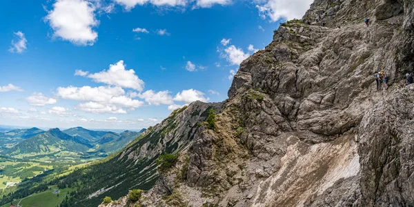Climbing Edelrid Ferrata Iseler Summit Oberjoch Bad Hindelang Allgau Mountains — Zdjęcie stockowe