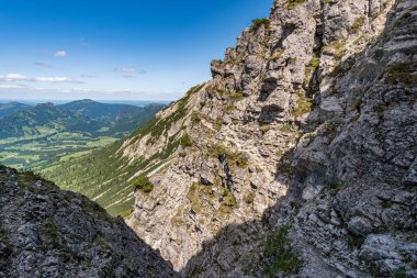 Climbing the Edelrid Via Ferrata to the Iseler summit near Oberjoch Bad Hindelang in the Allgau Mountains