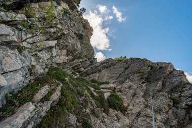 Climbing the Edelrid Via Ferrata to the Iseler summit near Oberjoch Bad Hindelang in the Allgau Mountains