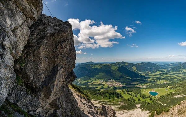 Climbing Edelrid Ferrata Iseler Summit Oberjoch Bad Hindelang Allgau Mountains — Fotografia de Stock