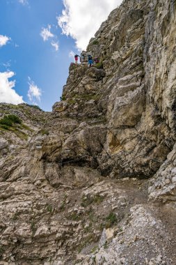 Climbing the Edelrid Via Ferrata to the Iseler summit near Oberjoch Bad Hindelang in the Allgau Mountains