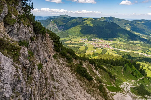 Climbing Edelrid Ferrata Iseler Summit Oberjoch Bad Hindelang Allgau Mountains — Photo