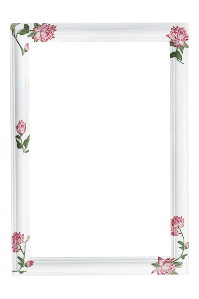 Oude decoupage frame met bloemen, uitknippad opgenomen — Stockfoto