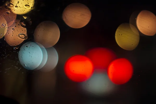 Bokehs in der Nacht und bei Regen — Stockfoto