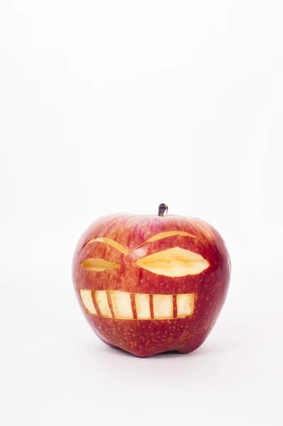 Psycho ansikte apple — Stockfoto
