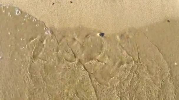 Вид Зверху 2021 Року Написаний Пісок Морська Вода Стирає Його — стокове відео